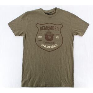 Retro Smokey the Bear Olive Green Prevent Forest Fires Size Small Shirt